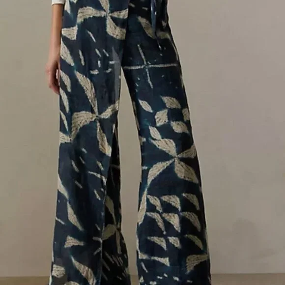 Ralph Lauren Purple Label Yazmin Batik Print Linen Silk Pants Size 8 - Picture 15 of 16